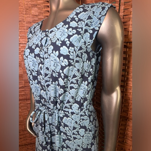 Cabi Small Blue Floral Dress Drawstring Waist Pockets Spring Summer Vacation - Picture 4 of 12